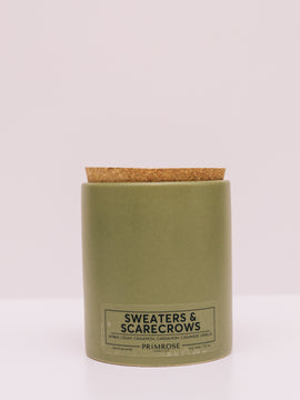 SWEATERS & SCARECROWS CERAMIC CANDLE